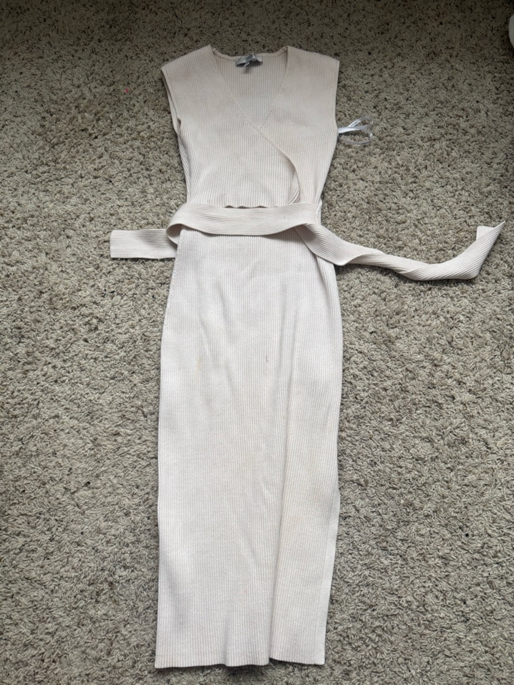 Ever New Cream Ribbed Wrap Maxi Dress